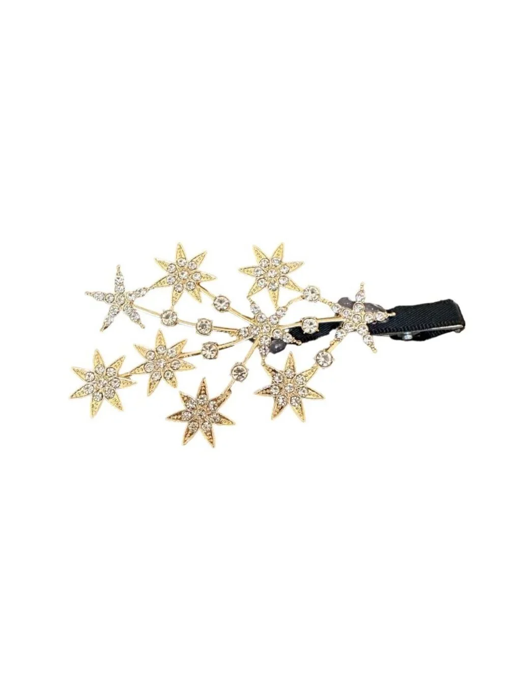 Gold & Rhinestone Star Hair Clip 3.5 Inches Elegant Celestial Homecoming Formal